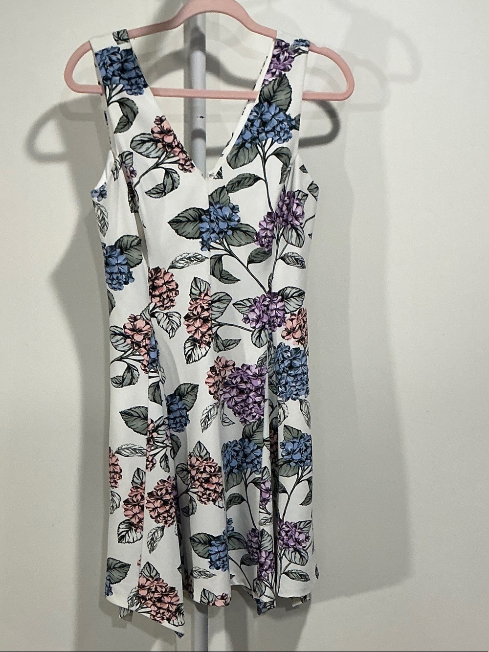 Kensie White Midi Dress with Blue, Pink & Purple Floral Print